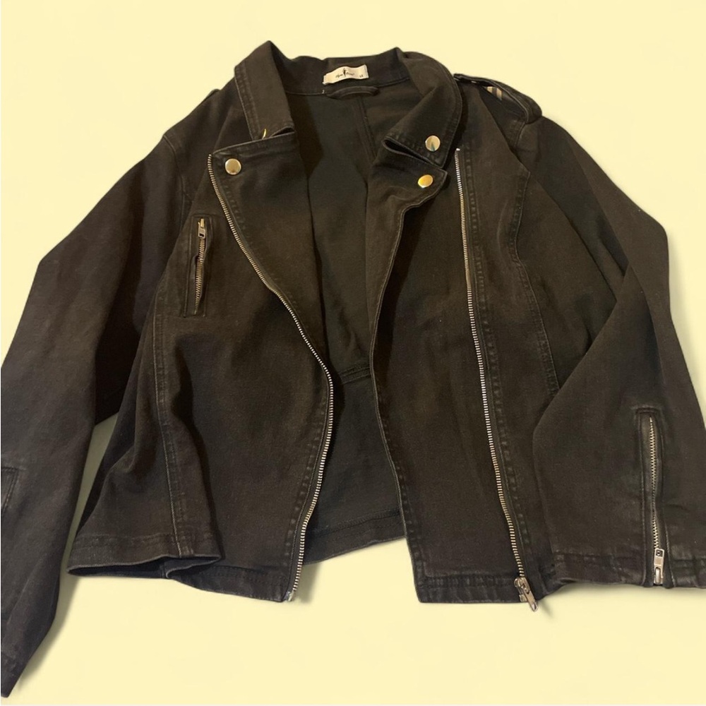 Black Biker Jacket with Silver Accents
